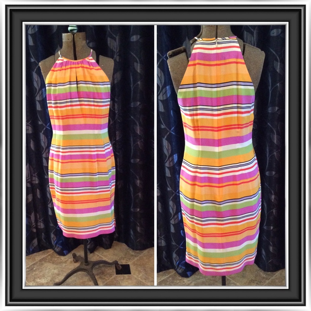 💥PRICE DROP💥 Elizabeth Scott Multi-Color Silk Dress, Size 10